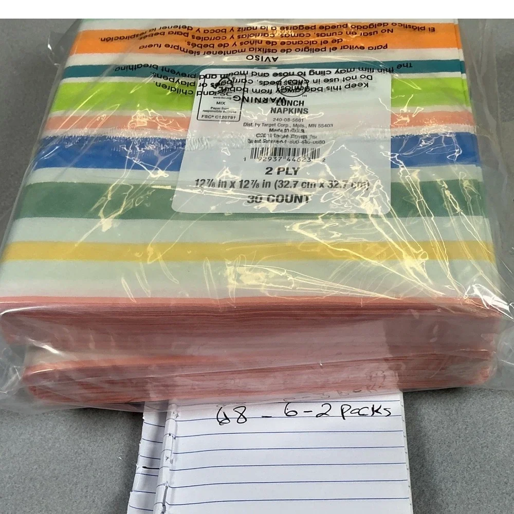 Sun Squad Striped Lunch Napkins 30 Ct 2 Ply 12.7in‎ Set of 2